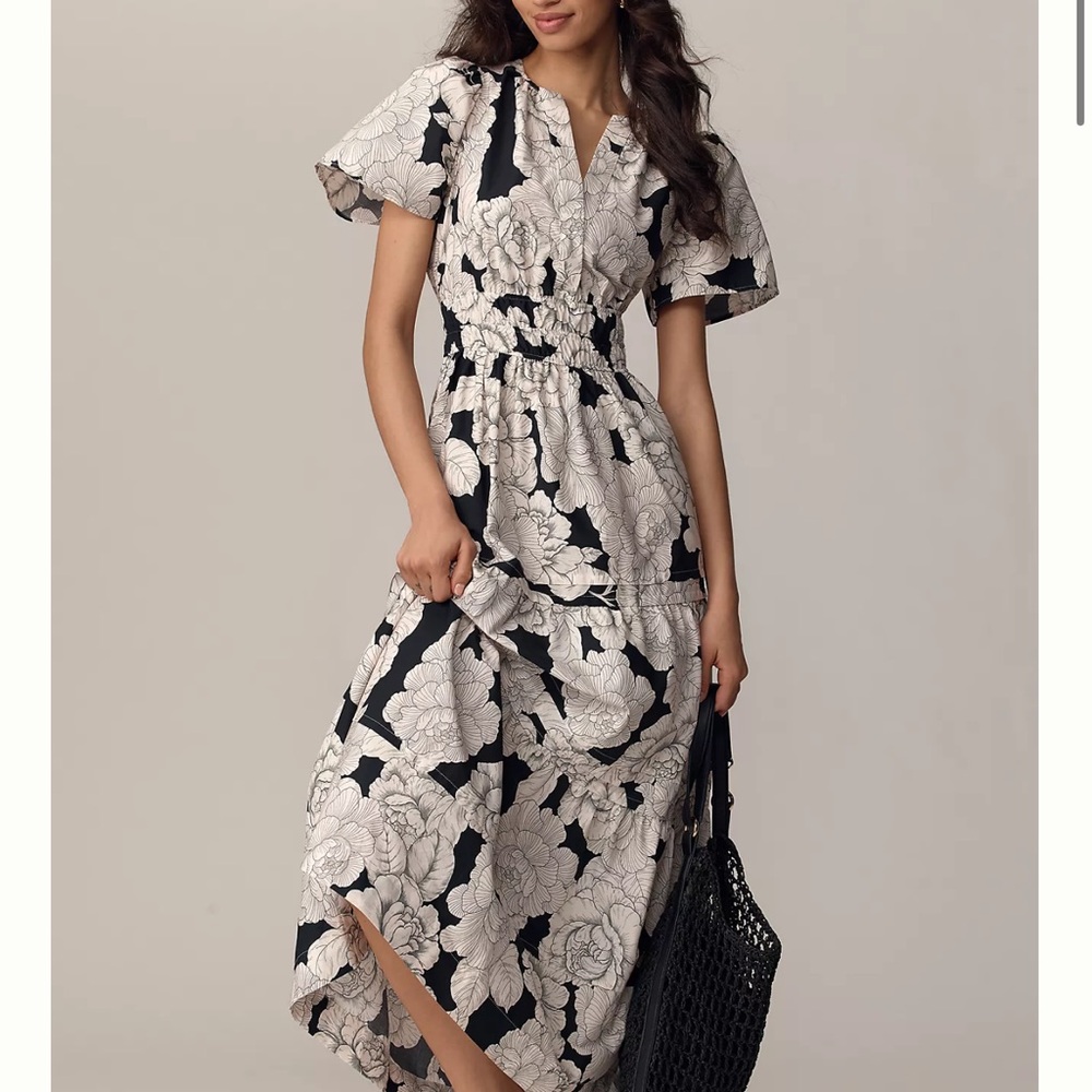 Floral Black and White Maxi Dress